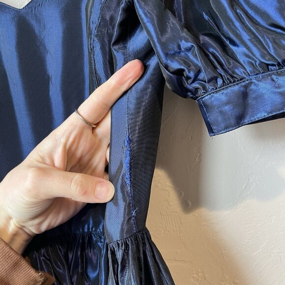 Vintage 1980s Laura Ashley Midnight Blue Princess Dress Evening Gown‎ Prom Event - Picture 5 of 10